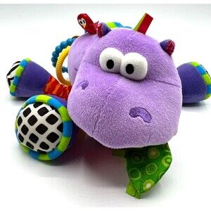 Lamaze Baby Toy Plush Hippo Purple Hanging Toy Rattles Teethers Crinkles Sensory